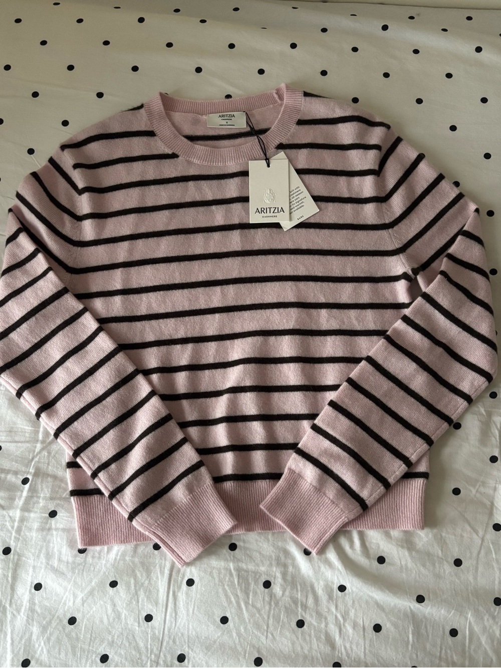 NWT Aritzia Bare 100% Cashmere Bloor Sweater - Mgnolia/Cacao Nib Brwn Size S